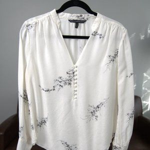 WHBM long sleeve floral blouse